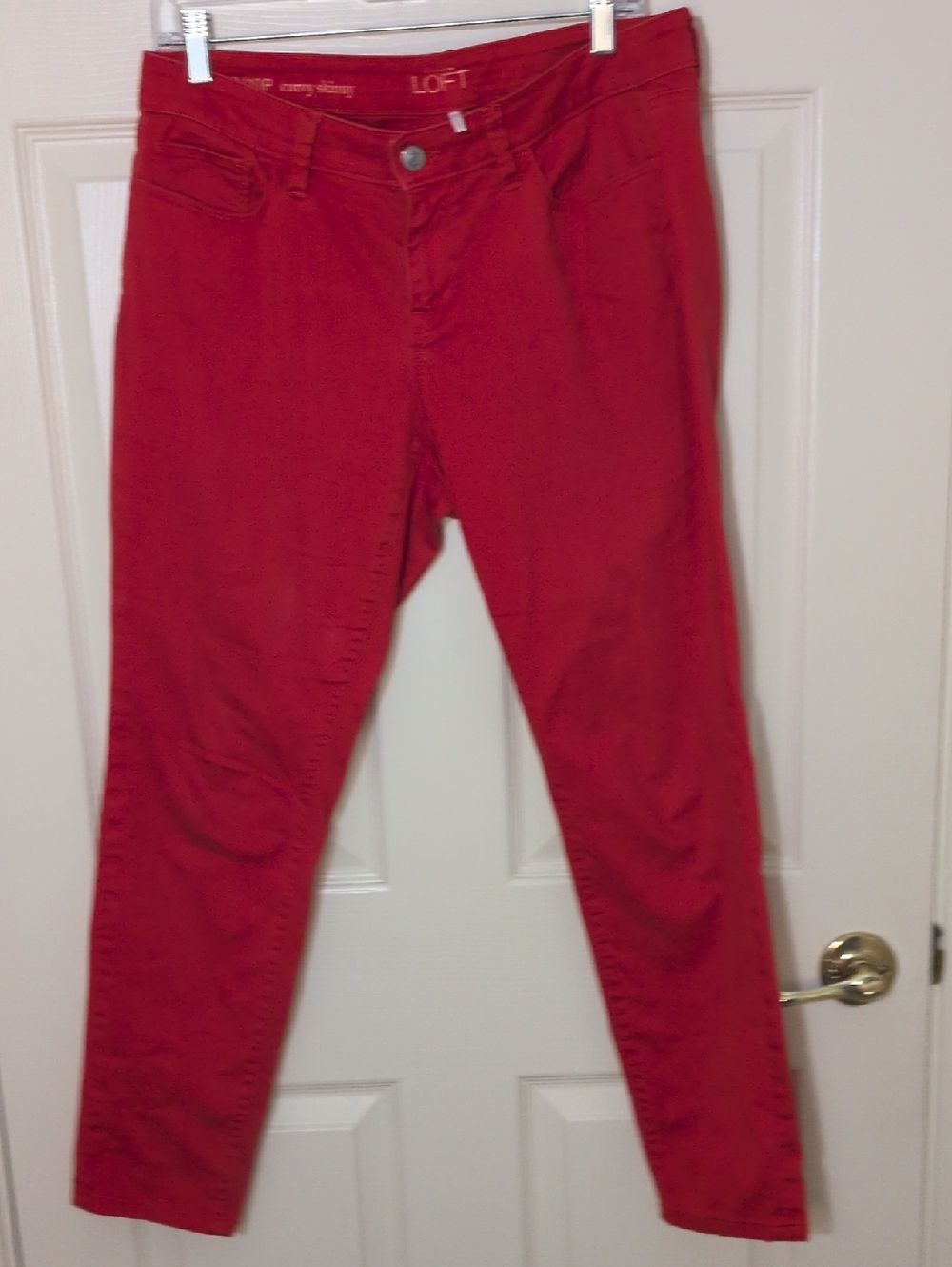 LOFT Red Cropped Slim Jeans, Size 10P